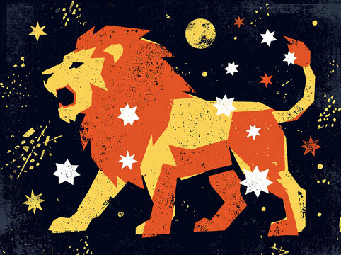 Leo zodiac constellation Graphic poster style illustration