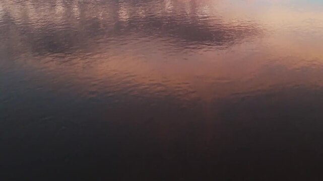 Overhead Drone Footage Of River In Arizona with Vibrant Sunrise Reflection 