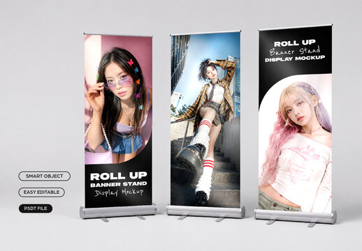 Roll Up Banner Stand Display Mockup