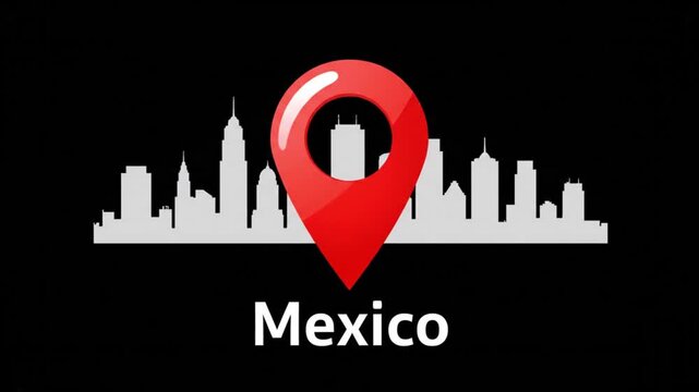 Red map location pin icon on black background