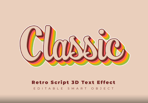 Retro Script 3D Text Effect