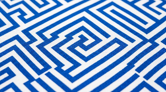 Cultural patterns, a stunning white and blue greek key pattern exuding elegance and culture