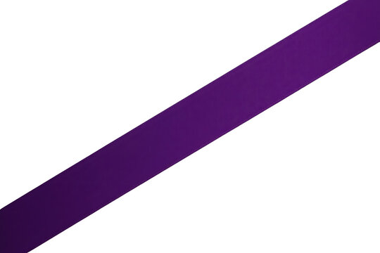 Purple diagonal ribbon or sash with subtle shadow. Isolated on transparent background, offering decorative design element and border