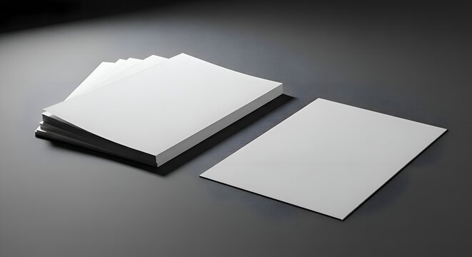 A stack of blank paper sheets rests on a textured surface, with one separate sheet positioned adjacent to the pile, conveying a sense of potential for creative projects and documentation