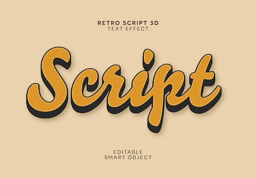 Retro Script 3D Text Effect