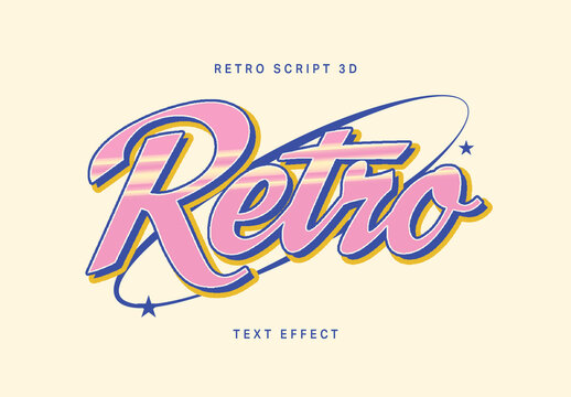 Retro Script 3D Text Effect