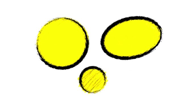 Hand drawn yellow circle with thick black brush stroke outline