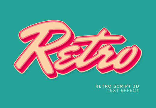 Retro Script 3D Text Effect