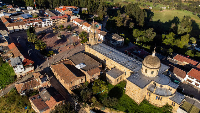 Sativasur, Boyaca - Colombia. February 28, 2026. Aerial drone view of a municipality with 1,026 inhabitants.