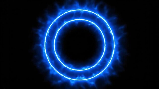 Glowing blue fire ring with double circle frame