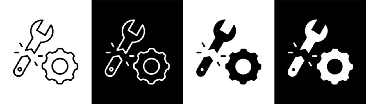 Breakdown white and black icon set design