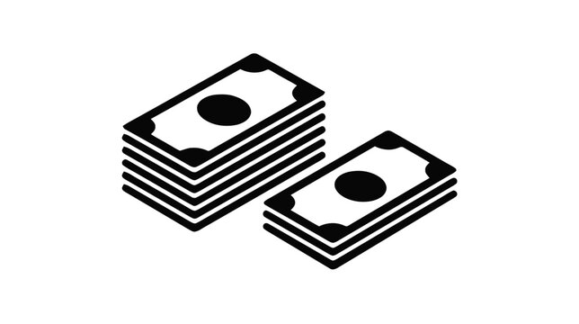 Vector illustration of stack of cash money vector icon on a transparent background