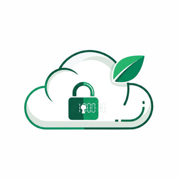 Secure Sustainable Cloud Computing Concept Vector Illustration Featuring Green Eco Friendly Technology and Data Protection Symbol