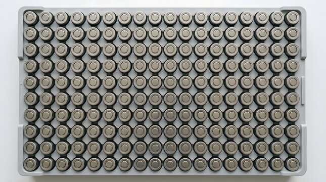 Solid state cells in transport tray presenting engineering publishing social online advertising
