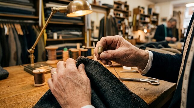 Leather crafting on wooden workbench
