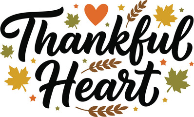 Thankful heart typography for thanks giveing day festive autumn holiday greetings design © AMENA