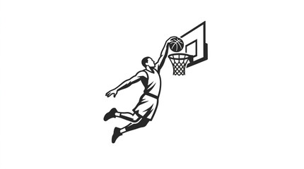 Basketball player performing a slam dunk over the hoop. © zada