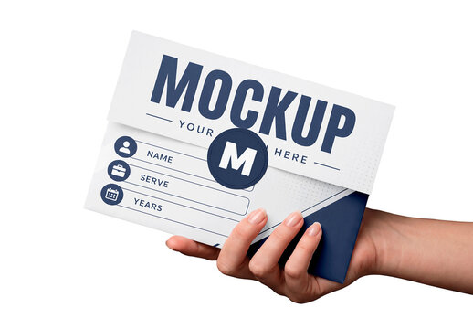 A Woman S Hand Holding A Model Of Wrapping Paper With A Rounded Sticker Mockup