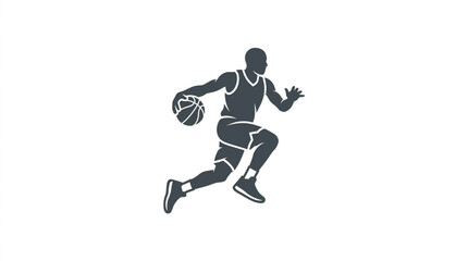 Basketball Player Silhouette Dribbling Ball During Game. © zada