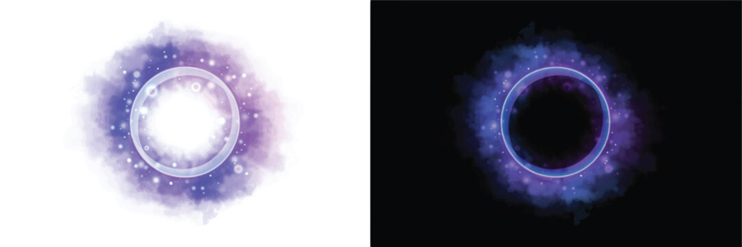 Abstract circular light portal with glowing particles and ethereal smoke effect abstract particles mystical background ethereal celestial particle
