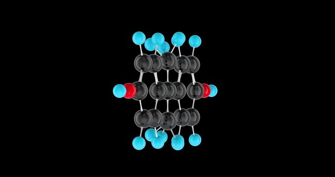 Bisphenol A molecular model rotation animation seamlessly loopable. 3D rendering isolated on transparent background