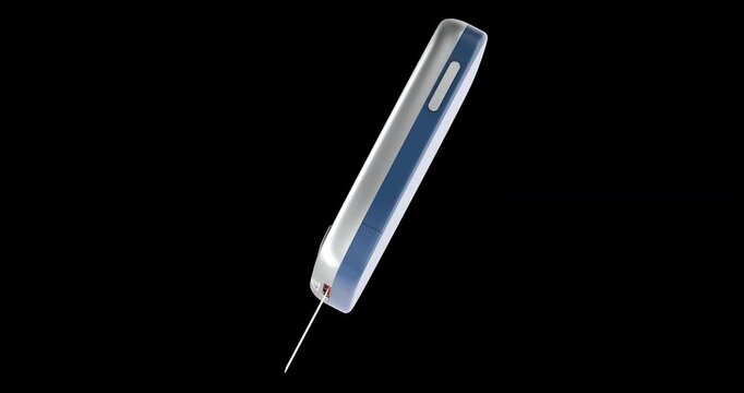 Digital glucose meter, glucometer rotation animation seamlessly loopable. 3D rendering isolated on transparent background