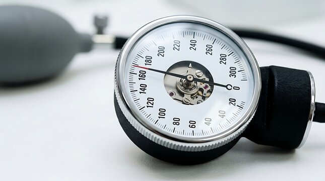 Blood pressure monitor gauge with manual inflation bulb for measuring hypertension health levels