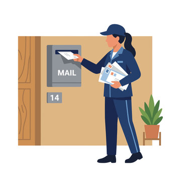 Postal worker putting mail in residential mailbox.