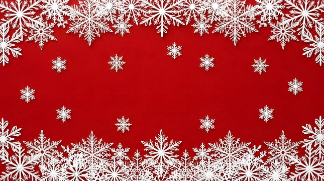 Festive christmas snowflakes on red background holiday decorations for cards gifts and winter celebrations