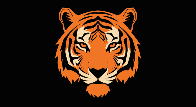 Tiger Face Head Close Up Portrait - Fierce Animal Illustration