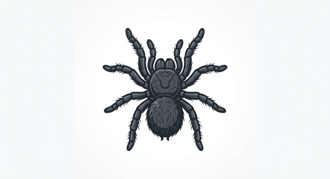Black tarantula spider vector illustration isolated on white background