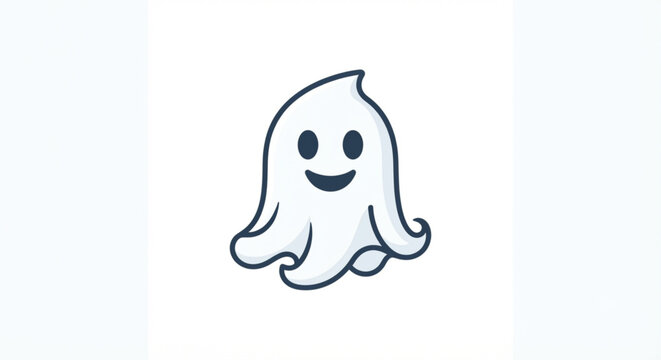 Cute Friendly Ghost Cartoon Character Vector Illustration