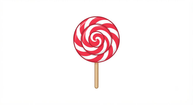 Sweet red and white swirl lollipop candy vector illustration