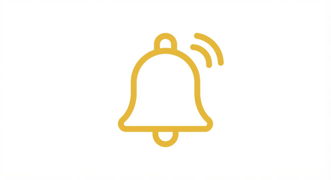 Yellow Notification Bell Ringing Icon Outline Vector Illustration