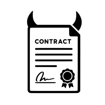 Evil Contract Document With Devil Horns Representing Bad Business Deal