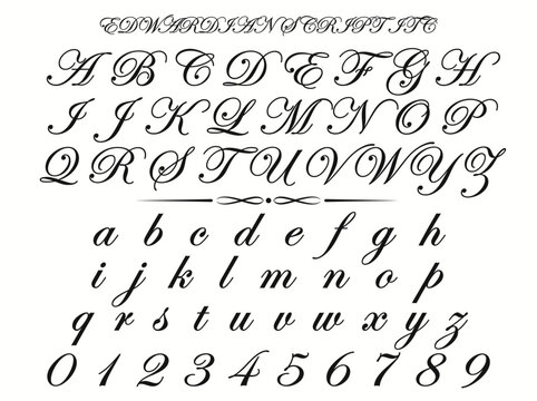 Edwardian script itc font alphabet letters and numbers