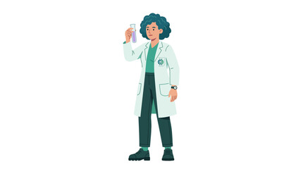 Fototapeta premium Scientist Woman Holding Test Tube with Liquid in Lab Coat