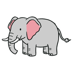 Obraz premium cartoon wild elephant animal nature fauna flat color vector illustration template design