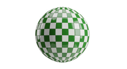 Obraz premium Vector illustration of 3d render of a glossy green and white checkered sphere on a transparent background
