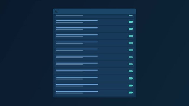 Navy Toggle List UI Mockup Settings App Animation