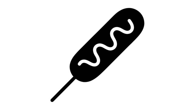 Vector illustration of corn dog icon with mustard drizzle on a stick on a transparent background