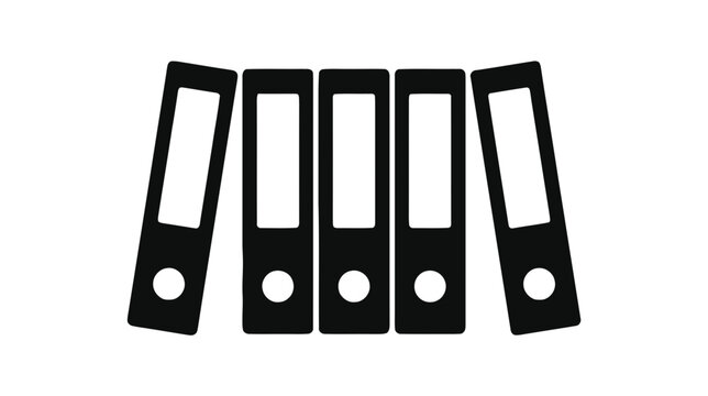 Vector illustration of set of five ring binders on a transparent background