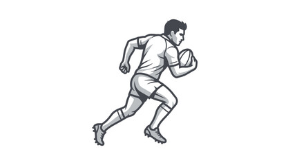 Fototapeta premium Detailed rugby player running with ball illustration.