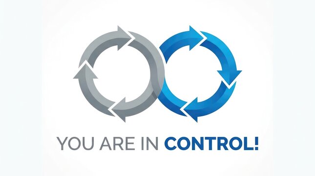 Two interlocking circular arrows illustrating a concept of business management and personal control over success