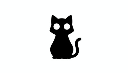Cat silhouette is presented as a simple black icon on a clean white background. © Fatima