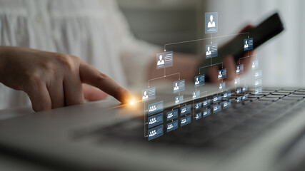 Corporate org chart and team structure show hierarchy, team, and structure for clear organization,...