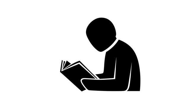 Reading person silhouette against a white background a simple graphic