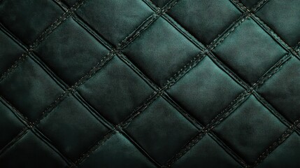 Obraz premium Dark green quilted leather texture. Luxury diamond pattern background with soft lighting.
