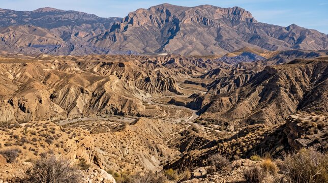 Spain - Tabernas Desert Telephoto Landscape