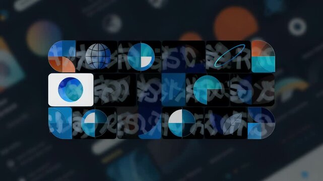 Focused view of a fullscreen overlay navigation megamenu presenting neatly arranged categories and icons surrounded by a blurred dimmed website background.